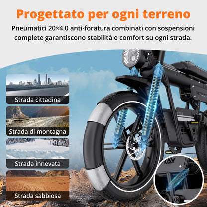 BK30 Fat Bike Elettrica con Pneumatici Larghi