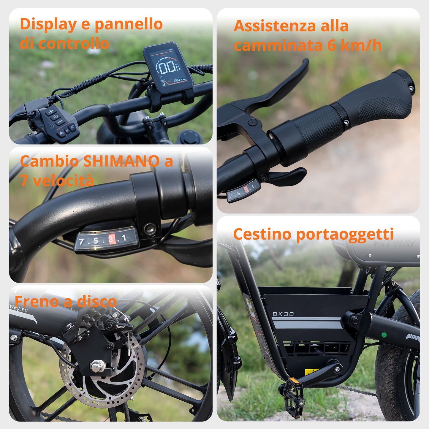 BK30 Fat Bike Elettrica con Pneumatici Larghi