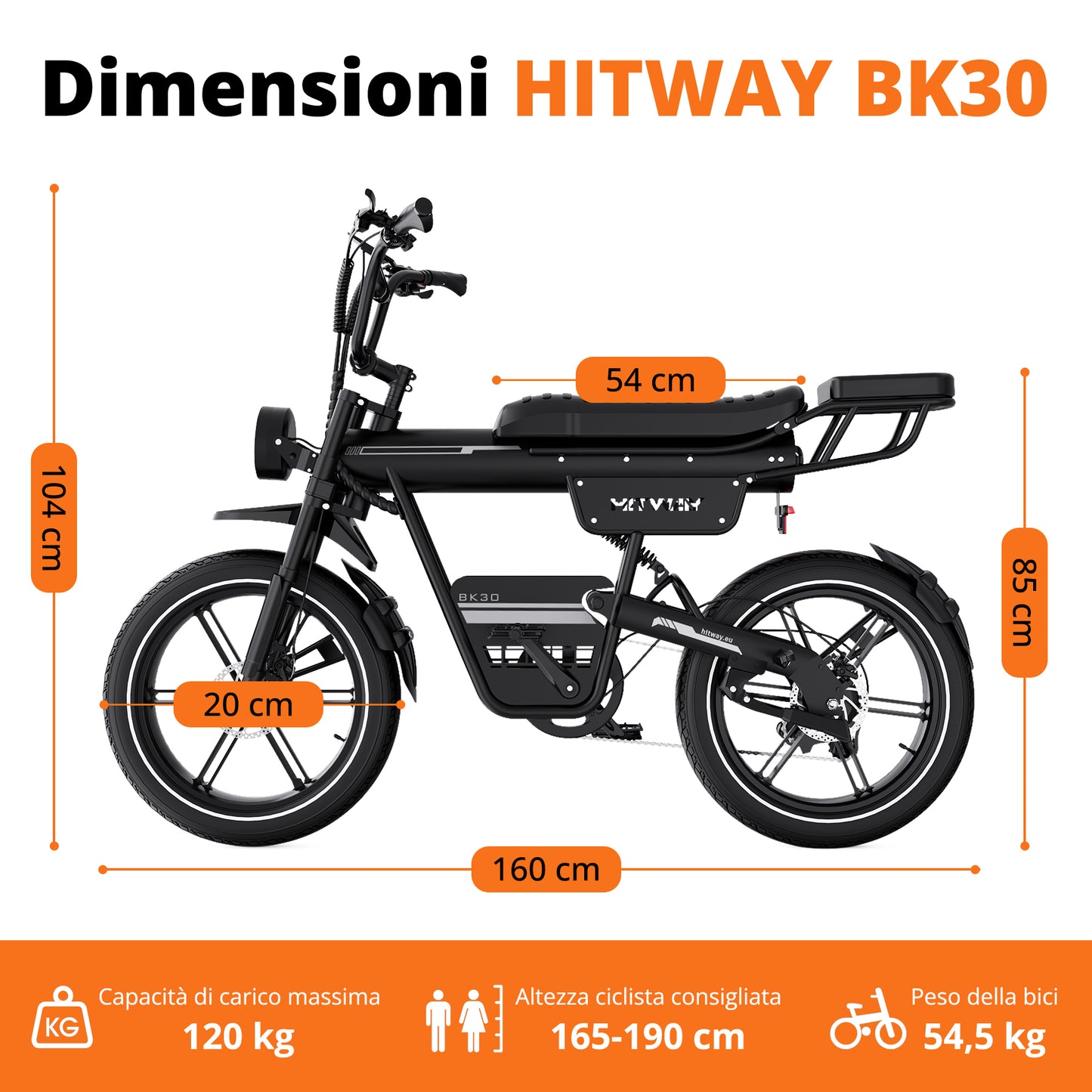 BK30 Fat Bike Elettrica con Pneumatici Larghi