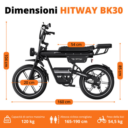 BK30 Fat Bike Elettrica con Pneumatici Larghi