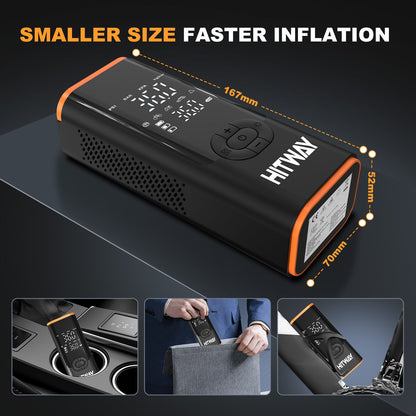 HITWAY Pompa Elettrica 3-in-1: Gonfiatore, Power Bank e Torcia