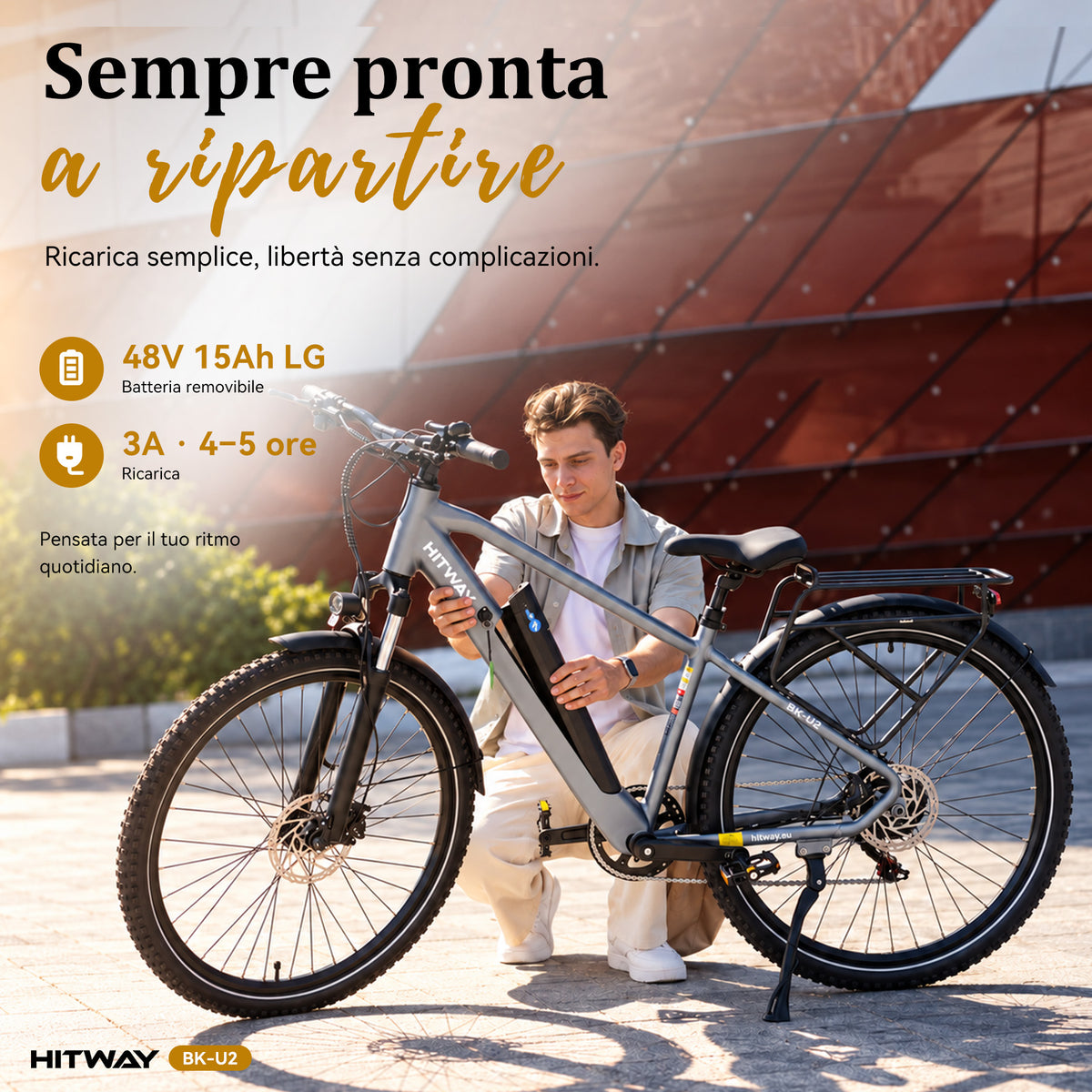 BK-U2 Bici Elettrica Trekking con Sensore di Coppia