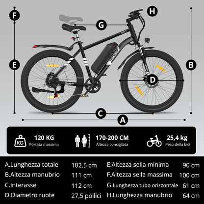 BK15 Pro bici elettrica urbana 27,5"