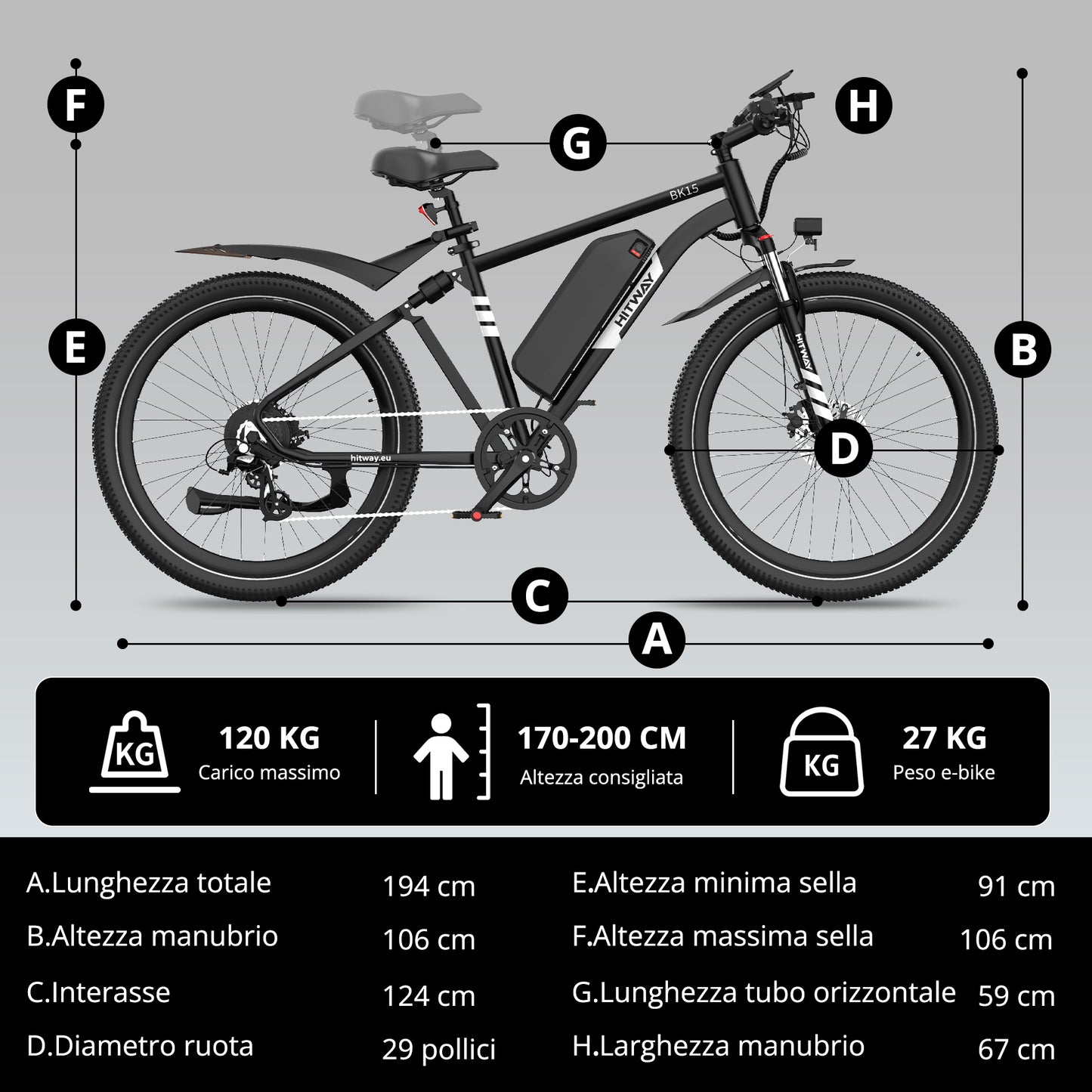 BK15 Plus bici elettrica urbana 29"