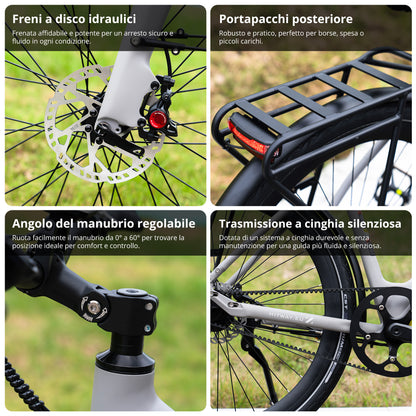 BK18 Pro bici elettrica con trasmissione a cinghia
