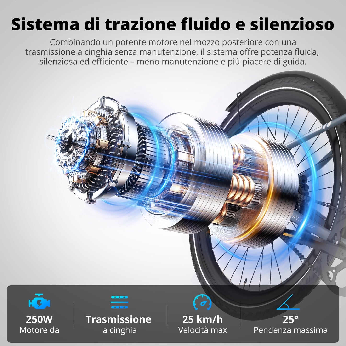 BK19 Pro bici elettrica con trasmissione a cinghia