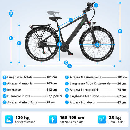 BK7S Pro bici elettrica urbana 27,5"