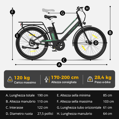 BK8SL bici elettrica urbana 27,5"