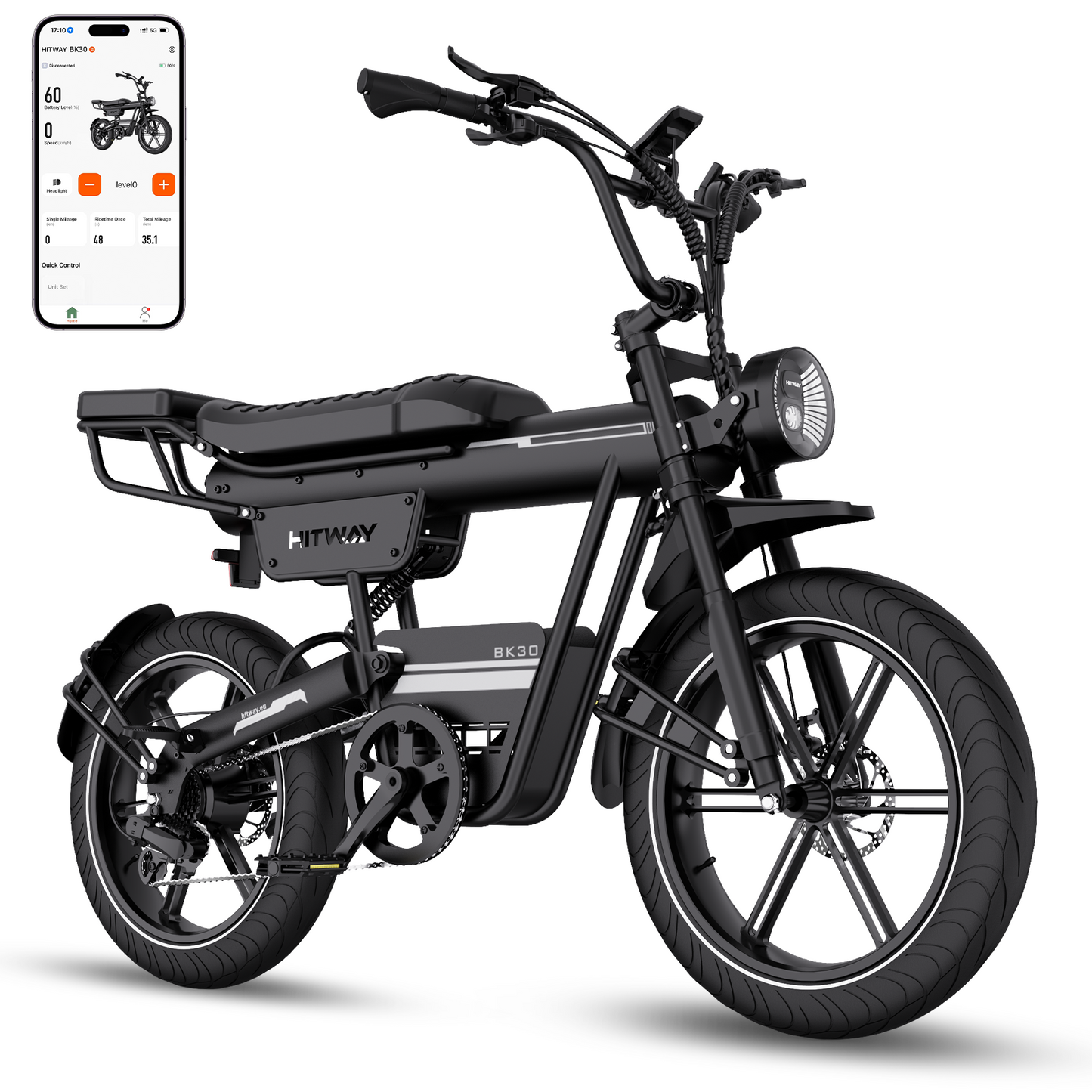 BK30 Fat Bike Elettrica con Pneumatici Larghi