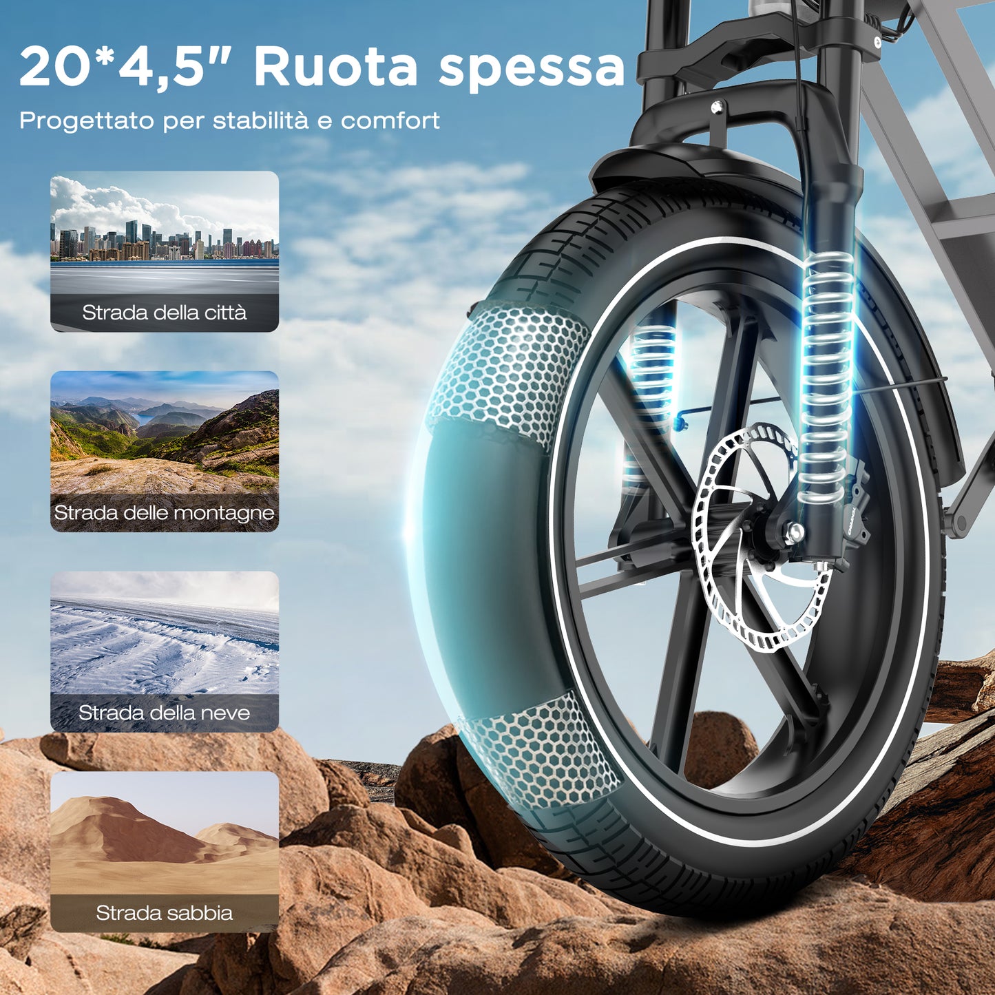 BK28 Bici Elettrica con Pneumatici Fat